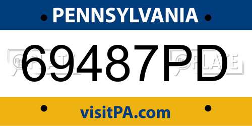 69487PD Pennsylvania License Plate