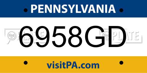 6958GD Pennsylvania License Plate