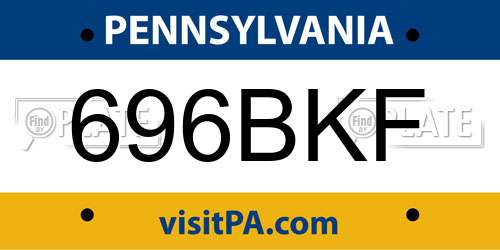 696BKF Pennsylvania License Plate