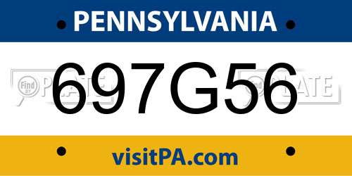 697G56 Pennsylvania License Plate
