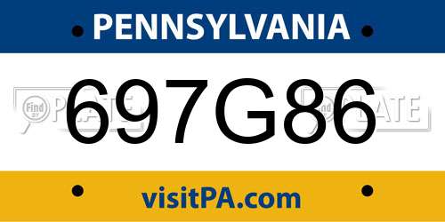 697G86 Pennsylvania License Plate