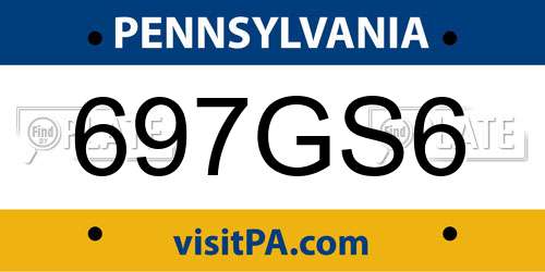 697GS6 Pennsylvania License Plate