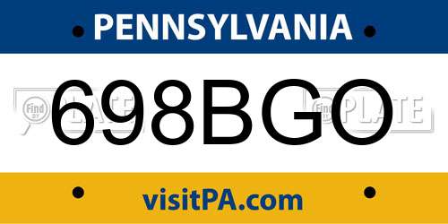 698BGO Pennsylvania License Plate