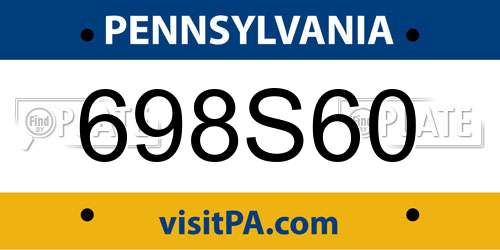 698S60 Pennsylvania License Plate