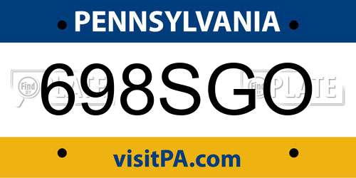 698SGO Pennsylvania License Plate