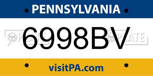 6998BV Pennsylvania License Plate