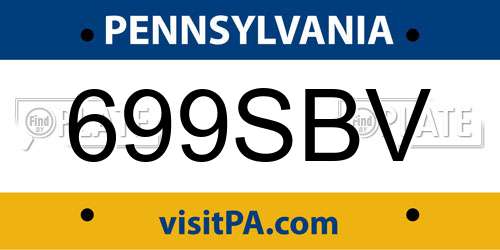 699SBV Pennsylvania License Plate