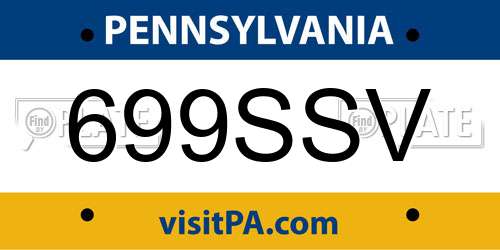 699SSV Pennsylvania License Plate