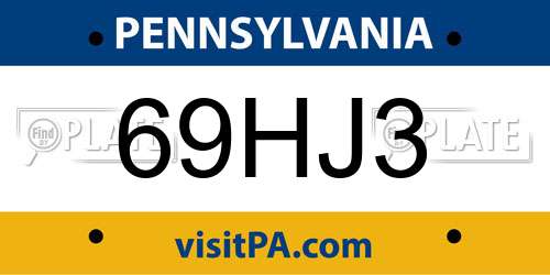 69HJ3 Pennsylvania License Plate