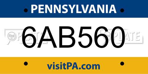 6AB560 Pennsylvania License Plate
