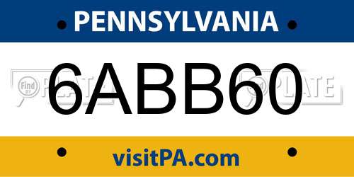6ABB60 Pennsylvania License Plate