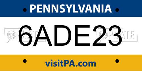 6ADE23 Pennsylvania License Plate