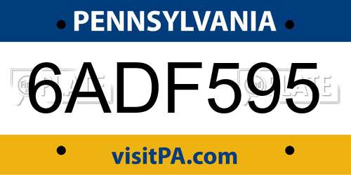 6ADF595 Pennsylvania License Plate