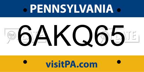 6AKQ65 Pennsylvania License Plate