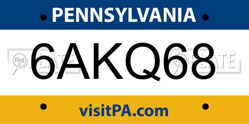 6AKQ68 Pennsylvania License Plate