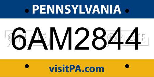 6AM2844 Pennsylvania License Plate