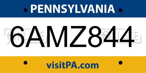 6AMZ844 Pennsylvania License Plate