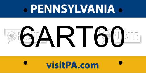 6ART60 Pennsylvania License Plate