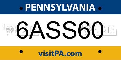 6ASS60 Pennsylvania License Plate