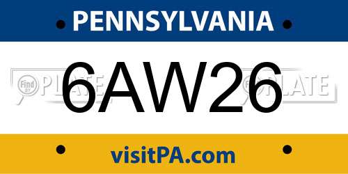 6AW26 Pennsylvania License Plate