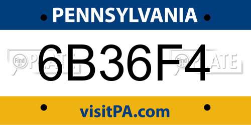6B36F4 Pennsylvania License Plate