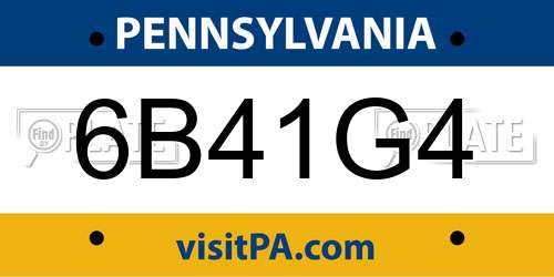 6B41G4 Pennsylvania License Plate