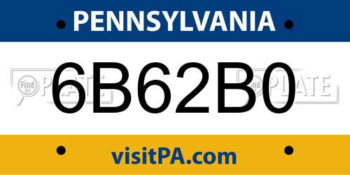 6B62B0 Pennsylvania License Plate