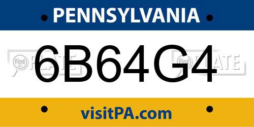 6B64G4 Pennsylvania License Plate