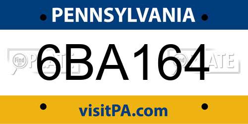 6BA164 Pennsylvania License Plate