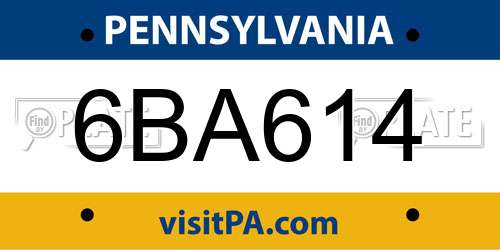 6BA614 Pennsylvania License Plate