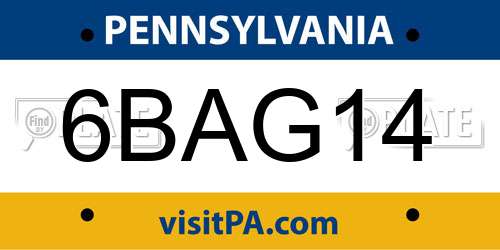 6BAG14 Pennsylvania License Plate