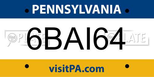 6BAI64 Pennsylvania License Plate