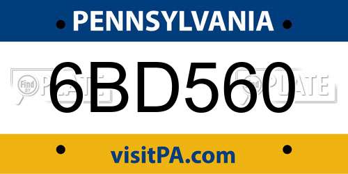 6BD560 Pennsylvania License Plate