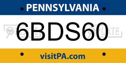 6BDS60 Pennsylvania License Plate