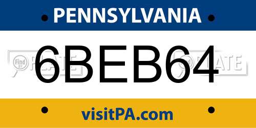6BEB64 Pennsylvania License Plate