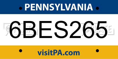 6BES265 Pennsylvania License Plate