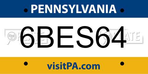 6BES64 Pennsylvania License Plate