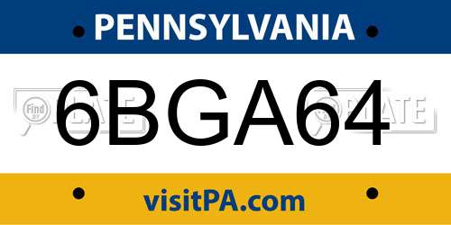 6BGA64 Pennsylvania License Plate