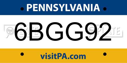 6BGG92 Pennsylvania License Plate