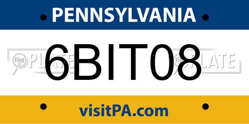 6BIT08 Pennsylvania License Plate