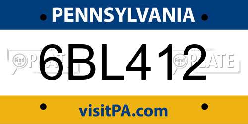 6BL412 Pennsylvania License Plate
