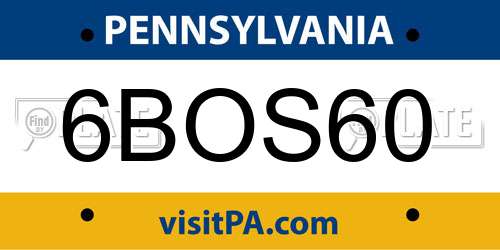 6BOS60 Pennsylvania License Plate