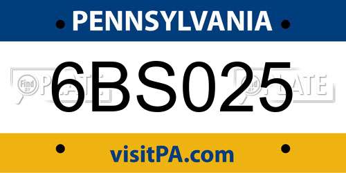 6BS025 Pennsylvania License Plate