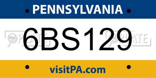 6BS129 Pennsylvania License Plate