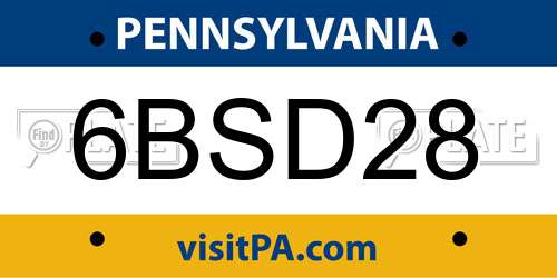 6BSD28 Pennsylvania License Plate