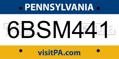 6BSM441 Pennsylvania License Plate