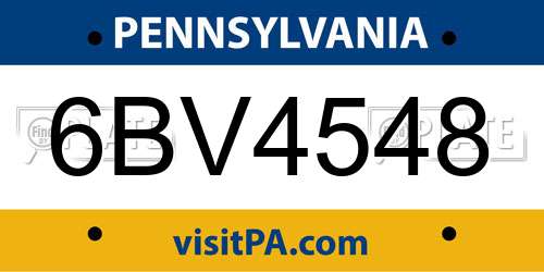 6BV4548 Pennsylvania License Plate
