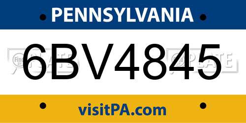6BV4845 Pennsylvania License Plate
