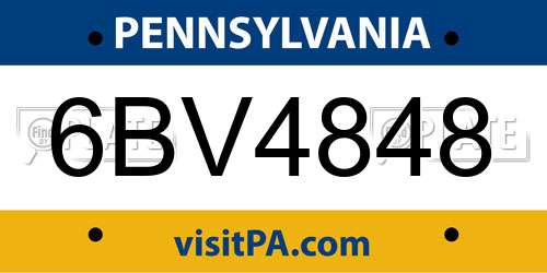 6BV4848 Pennsylvania License Plate