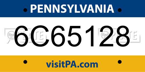 6C65128 Pennsylvania License Plate